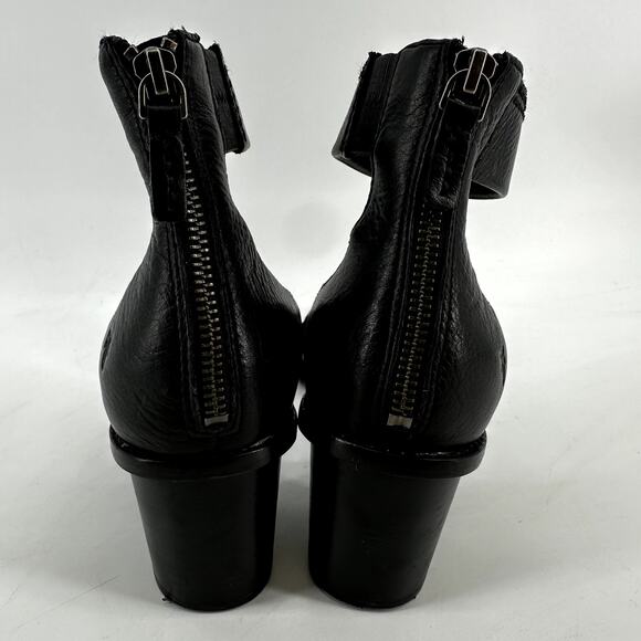 FRYE Brielle Back-Zip Sandal Italian Leather Strap Block Heels Open Toe Black 11 - Picture 5 of 8